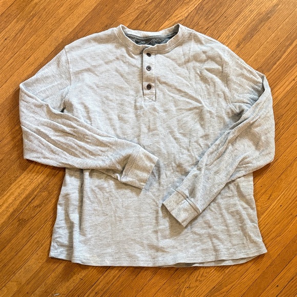 Member's Mark Other - Long Sleeve Waffle Henley Shirt - Light Gray